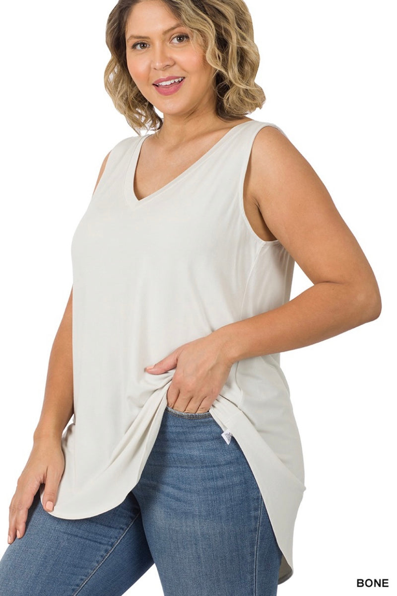 Relaxed and Luxe Sleeveless Top in Bone - PLUS