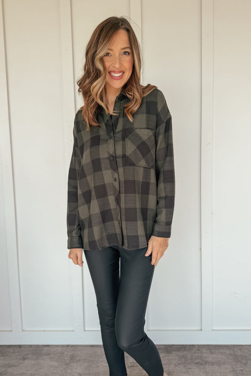 Gingham Plaid Top in Hunter Green (Also in Plus size)