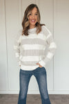 Chunky Stripes Cozy Sweater - Heather Gray