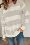 Chunky Stripes Cozy Sweater - Heather Gray