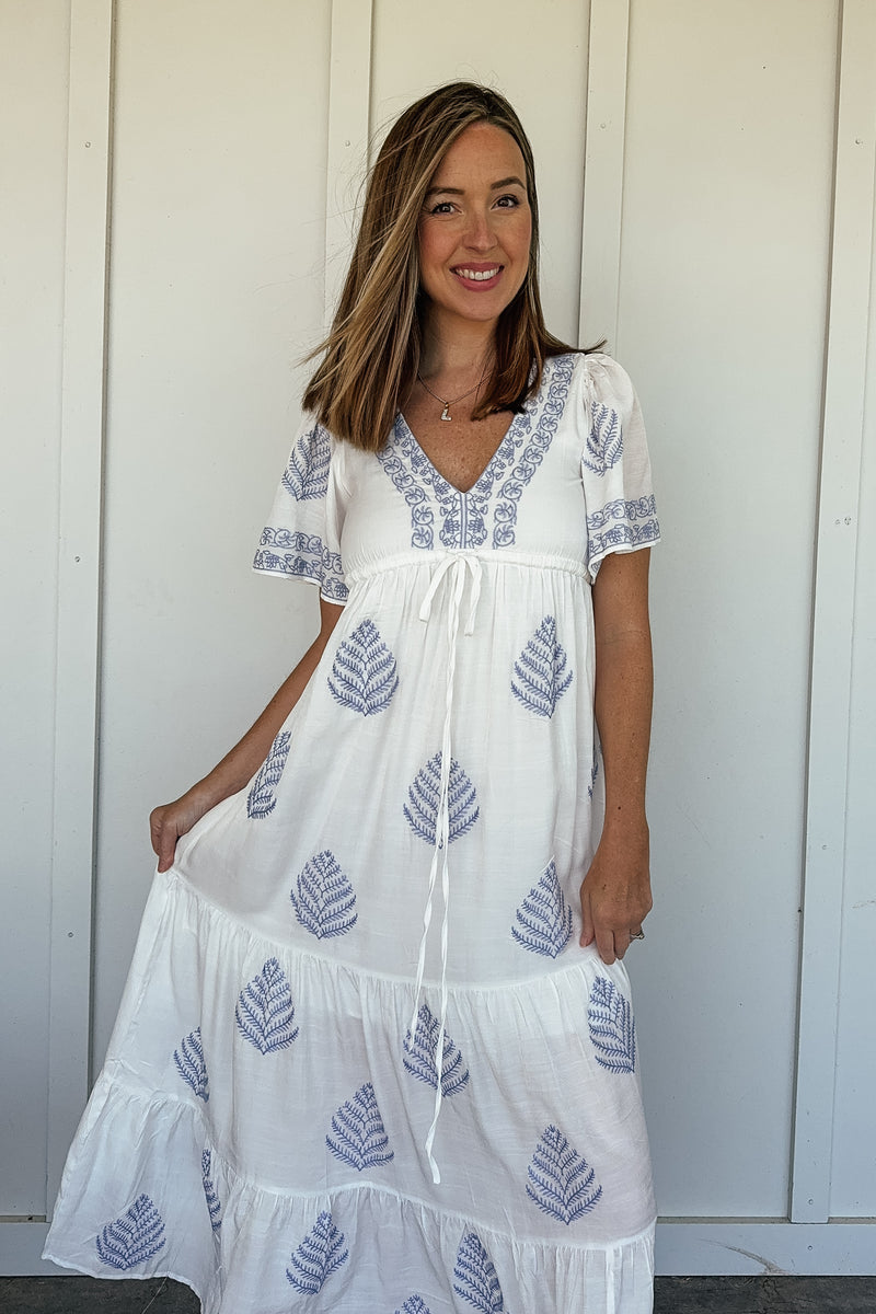 Embroidered All Over Maxi Dress