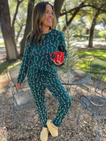 Candy Cane Pajama Pants Green Set