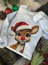 Faux Crochet Rudolph Sweatshirt, Christmas Sweatshirt