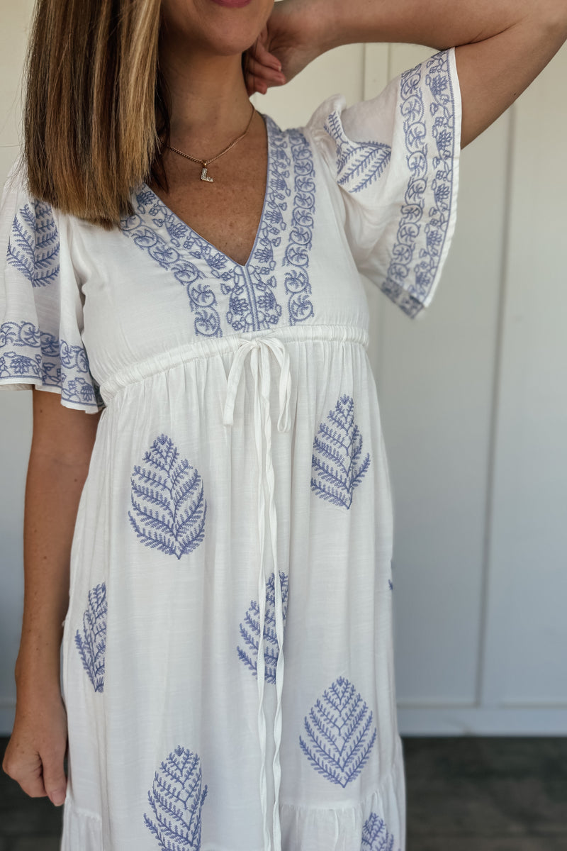 Embroidered All Over Maxi Dress