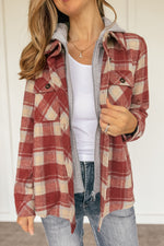 Twofer Button Down Red Plaid Shacket