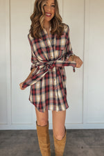 Just Looking Front Tie Plaid Dress