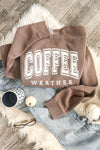 Women's Coffee Weather Sweatshirt - Washed Light Brown, High Quality