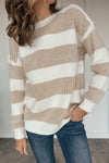 Chunky Stripes Cozy Sweater - Taupe