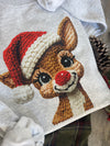 Faux Crochet Rudolph Sweatshirt, Christmas Sweatshirt