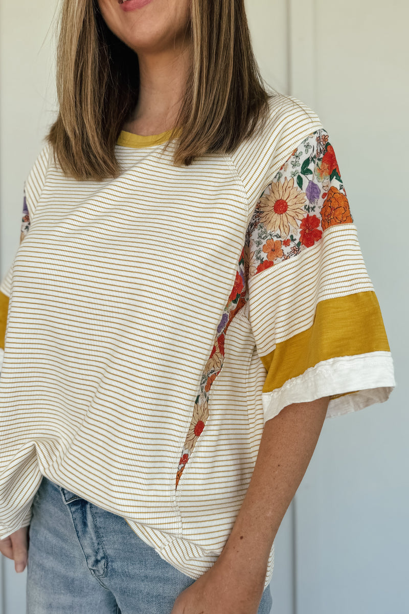 Funky Marigold Mixed Media Top