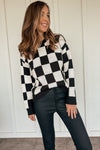 Fast Lane Checkered Crew Neck Sweater