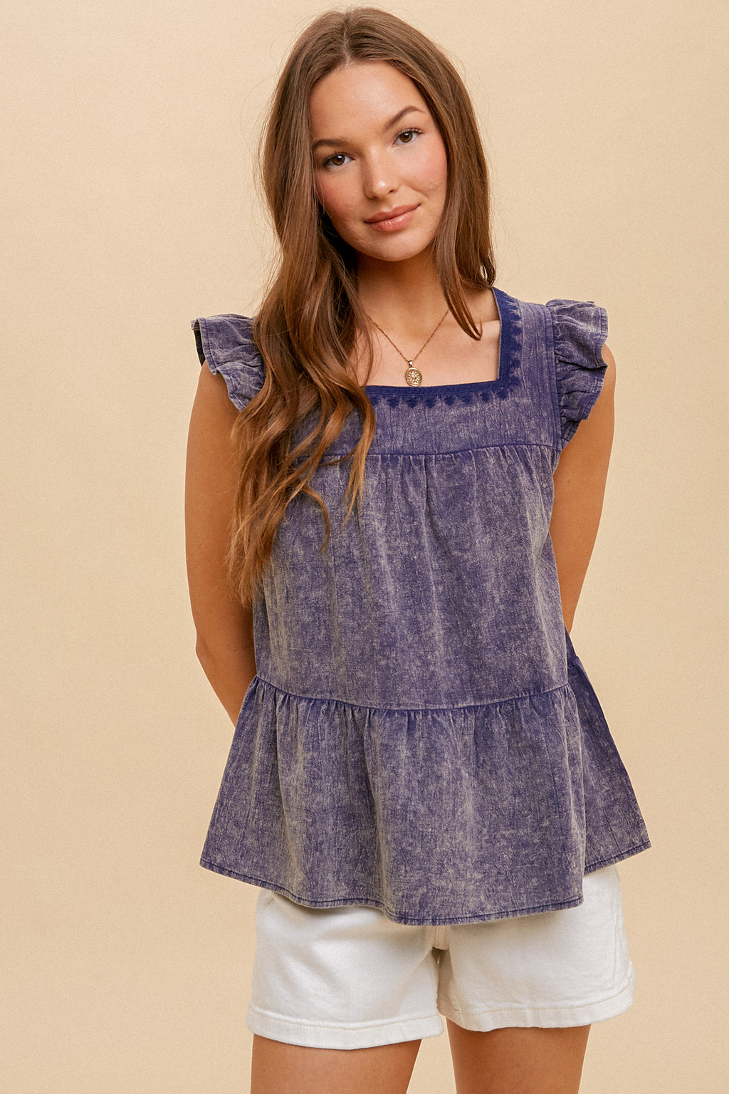 Kiara Square Neck Ruffle Blouse