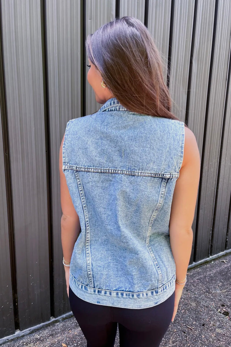 Morgan Sleeveless Denim Vest