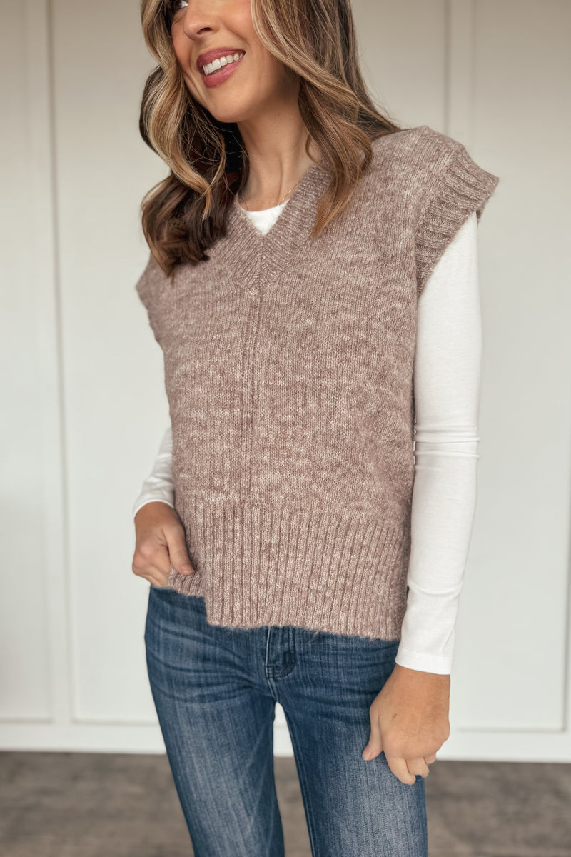 Keep It Classic Sweater Vest in Heather Mocha