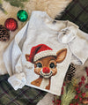 Faux Crochet Rudolph Sweatshirt, Christmas Sweatshirt