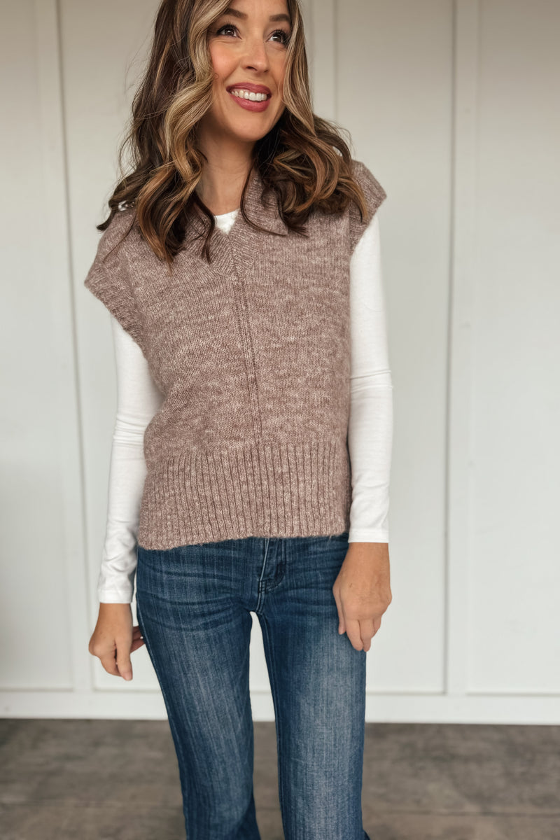 Keep It Classic Sweater Vest in Heather Mocha