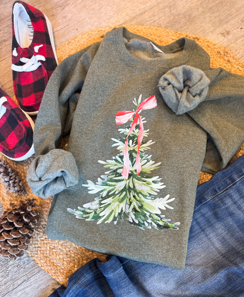 Christmas Tree Bow Sweatshirt