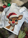 Faux Crochet Rudolph Sweatshirt, Christmas Sweatshirt