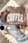 Women's Coffee Weather Sweatshirt - Washed Light Brown, High Quality