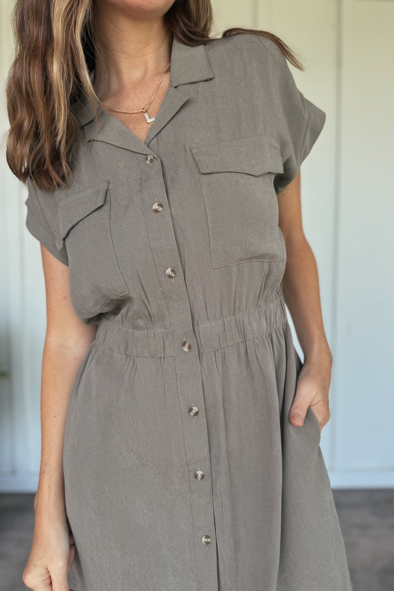 Maya Dress in Smokey Olive