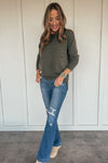Soft and Stretchy Pocket Sweater - Olive