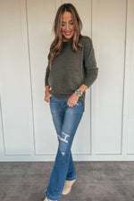 Soft and Stretchy Pocket Sweater - Olive