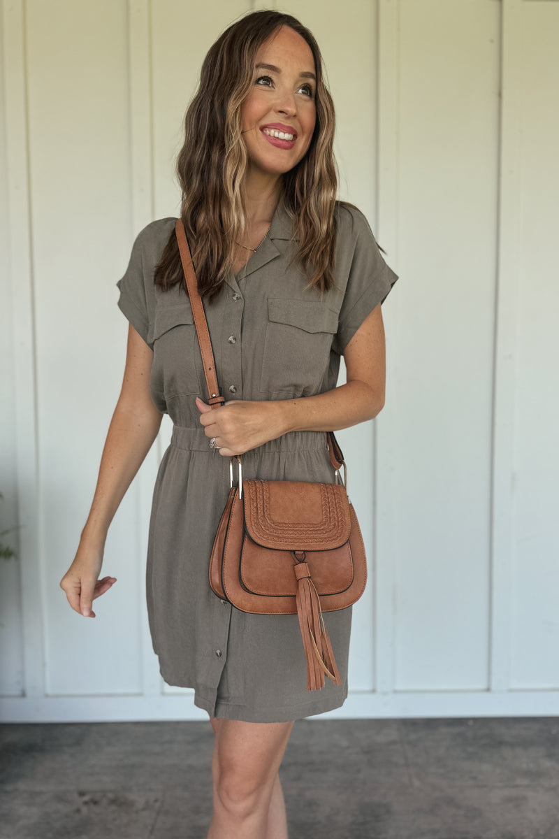 Maya Dress in Smokey Olive