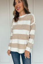 Chunky Stripes Cozy Sweater - Taupe