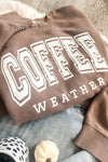 Women's Coffee Weather Sweatshirt - Washed Light Brown, High Quality