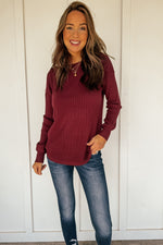 Waffle Knit Sweater in Mulberry