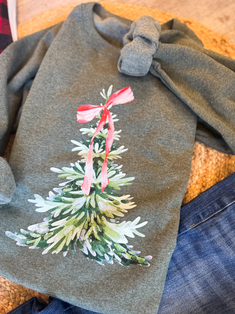 Christmas Tree Bow Sweatshirt