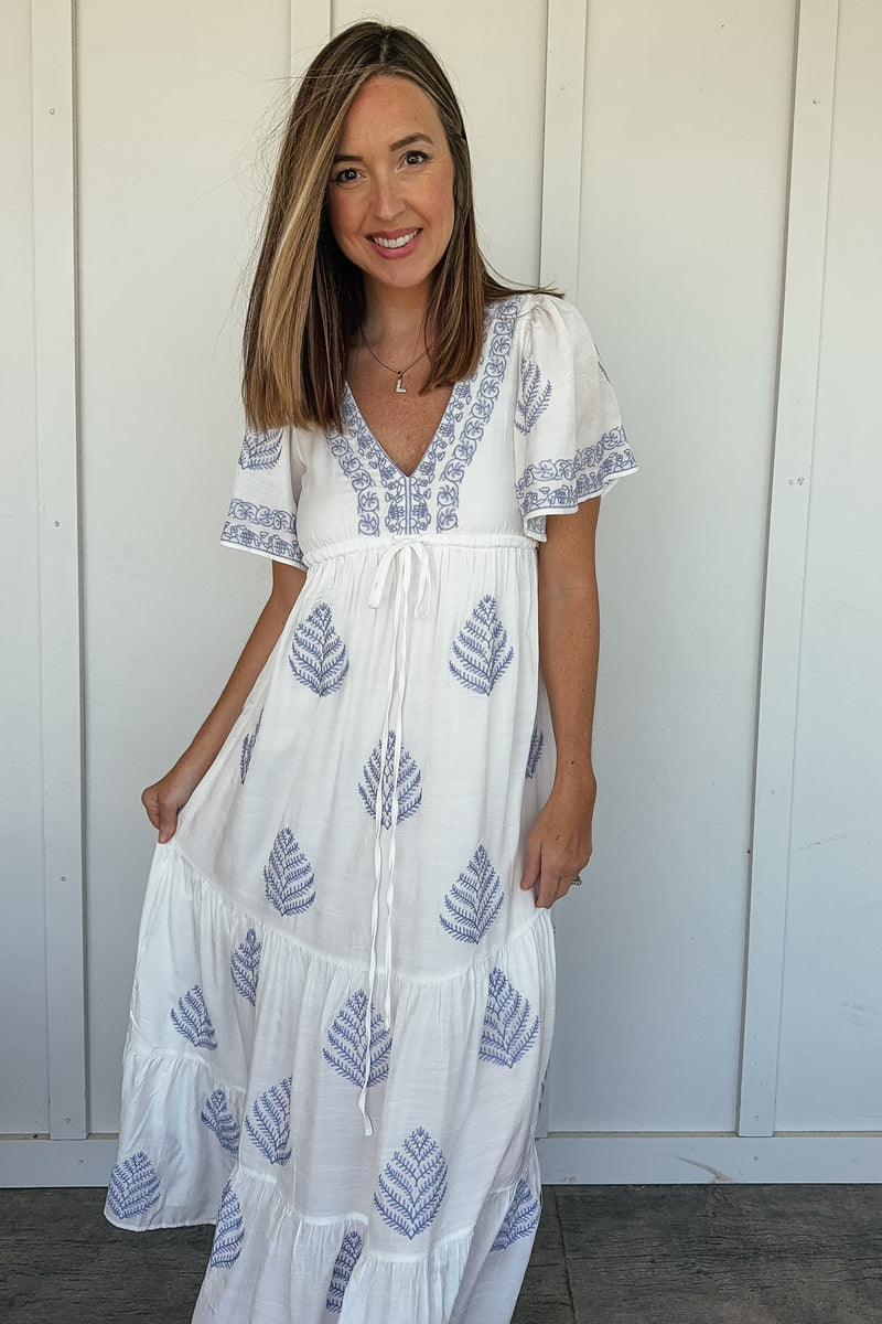 Embroidered All Over Maxi Dress
