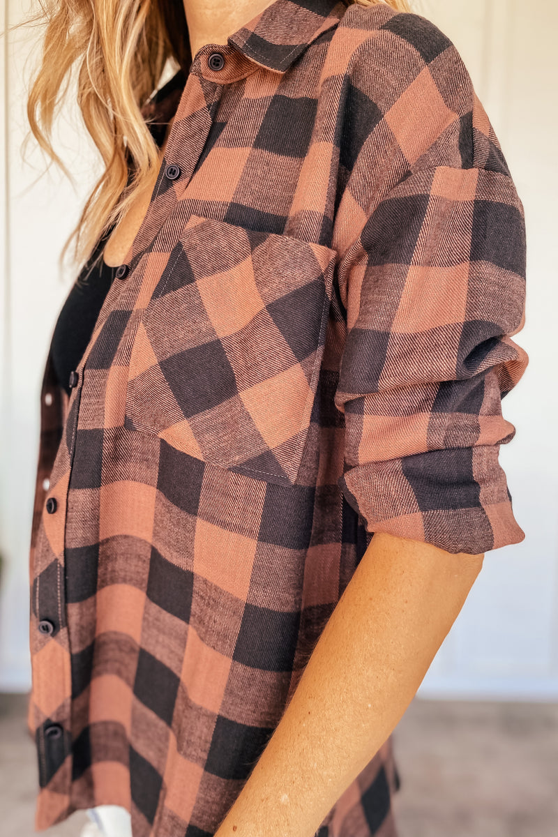 Hazelnut Boyfriend Plaid Shirt
