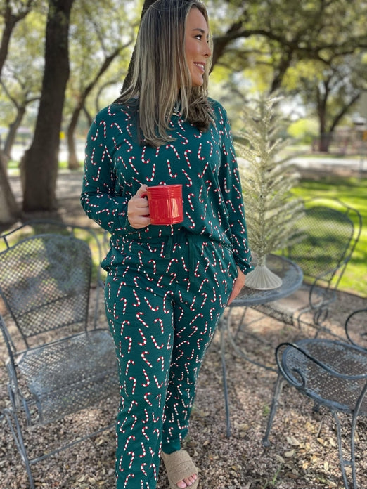 Candy Cane Pajama Pants Green Set