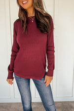 Waffle Knit Sweater in Mulberry