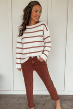 Striped Ribbed Pullover Sweater