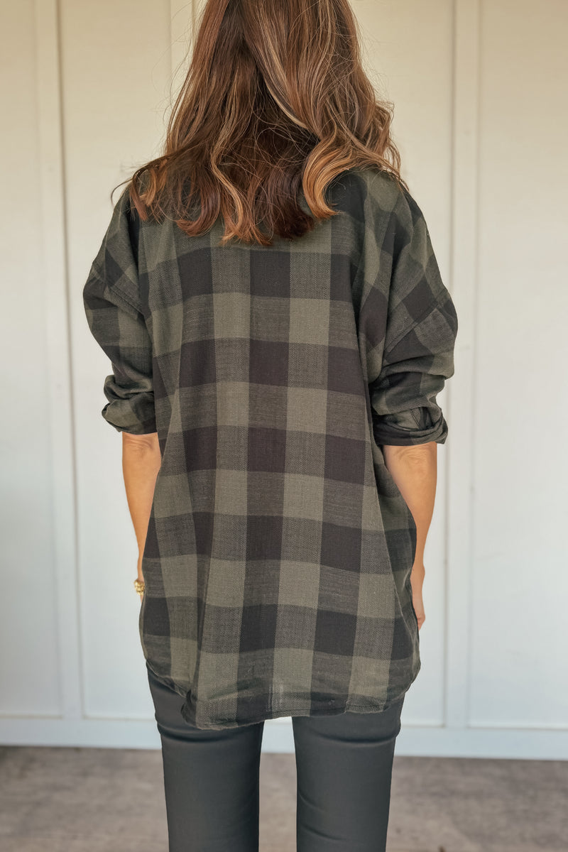 Gingham Plaid Top in Hunter Green (Also in Plus size)