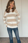 Chunky Stripes Cozy Sweater - Taupe