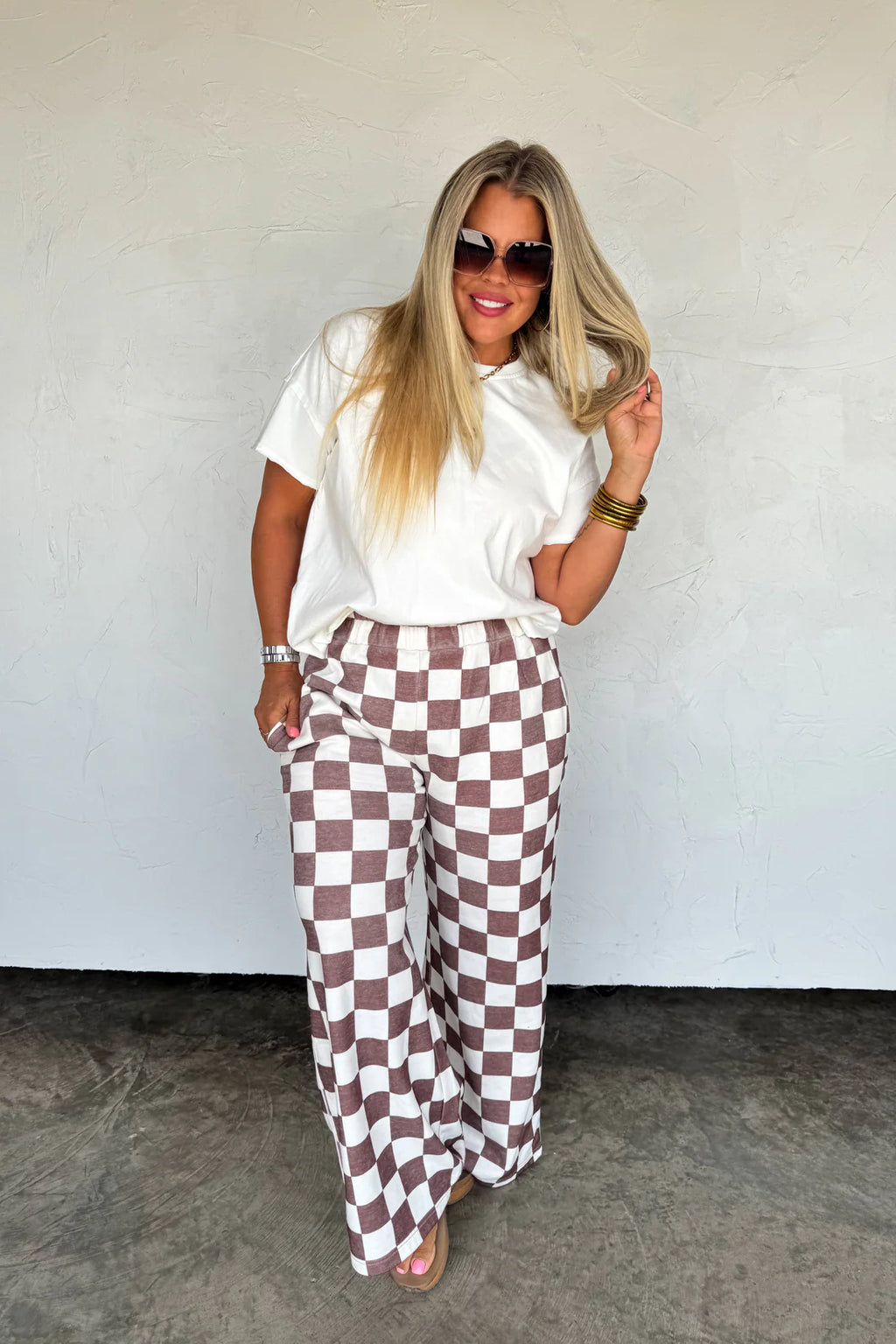 PREORDER- CHECKER DRIFT AWAY WIDE LEG JOGGERS