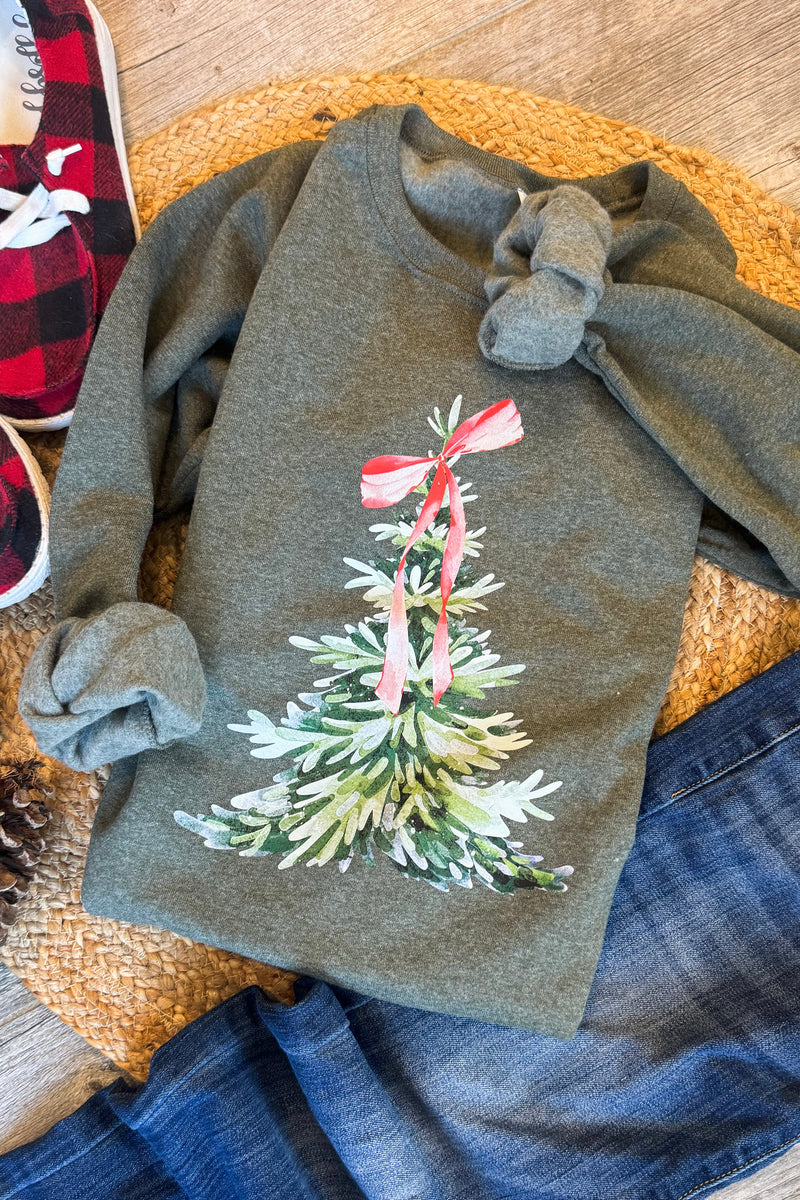 Christmas Tree Bow Sweatshirt