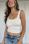 Square Neck Acid Washed Ribbed Tank w Bra (2 Colors)