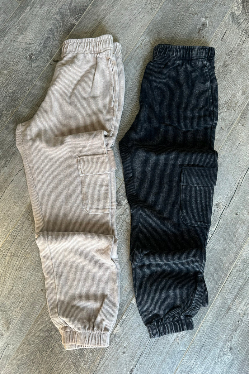 Corded Jogger Pants in Light Mocha or Black