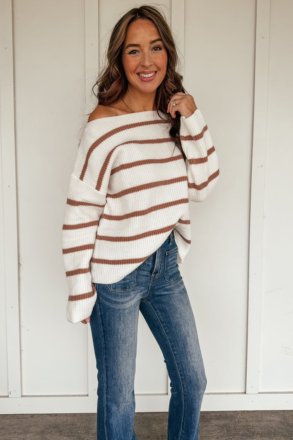 Striped Ribbed Pullover Sweater