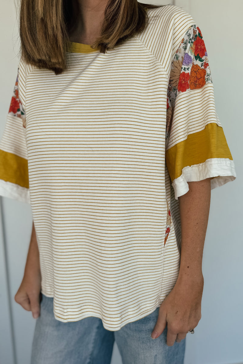 Funky Marigold Mixed Media Top