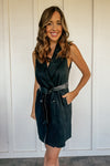 Caught Your Eye Suede Belted Vest Dress