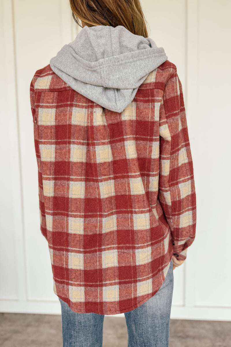 Twofer Button Down Red Plaid Shacket