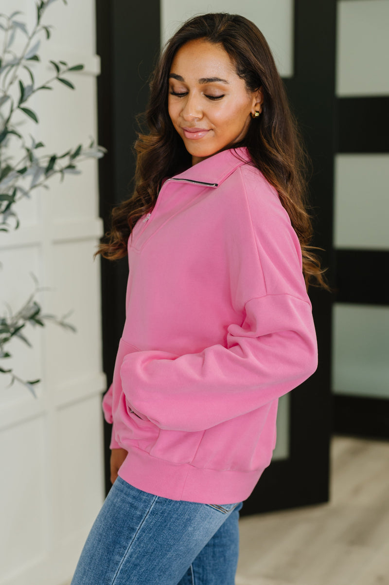 Bonbon Delight Half Zip Pullover in Pink