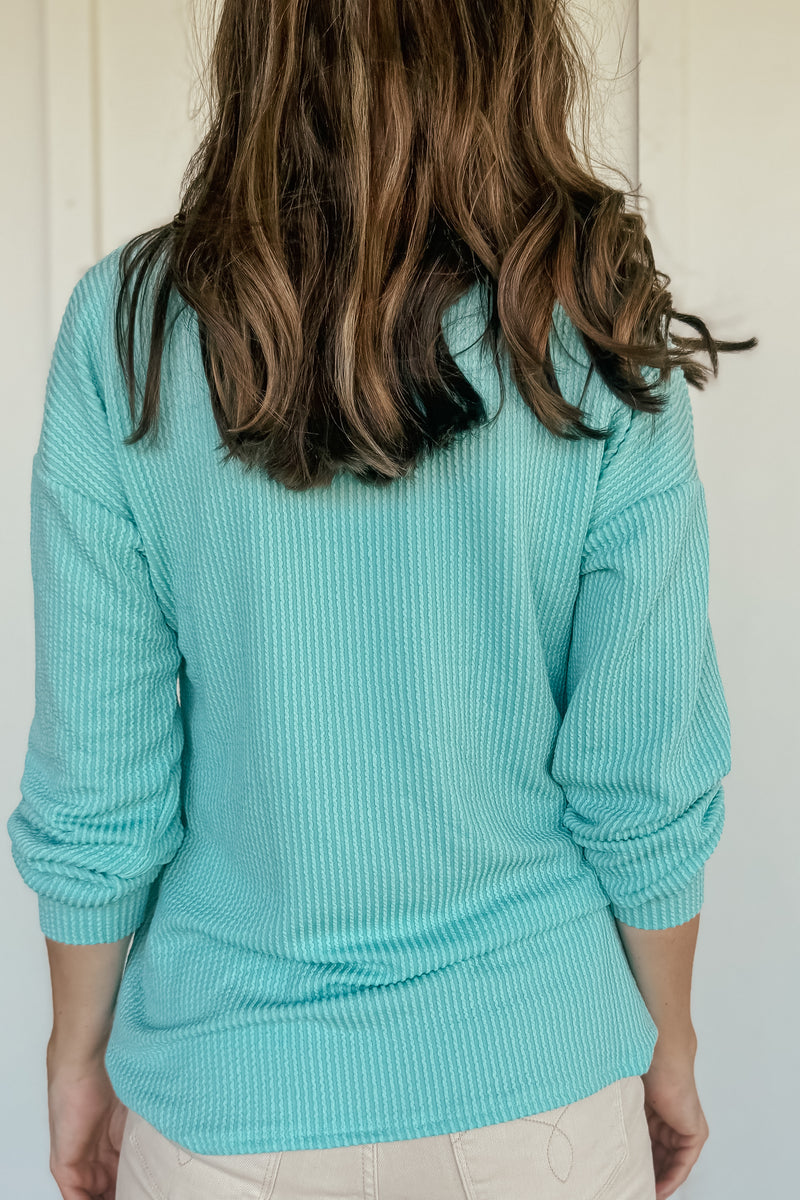 Lightweight Ribbed Pullover in Mint