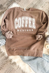 Women's Coffee Weather Sweatshirt - Washed Light Brown, High Quality