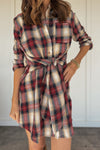 Just Looking Front Tie Plaid Dress